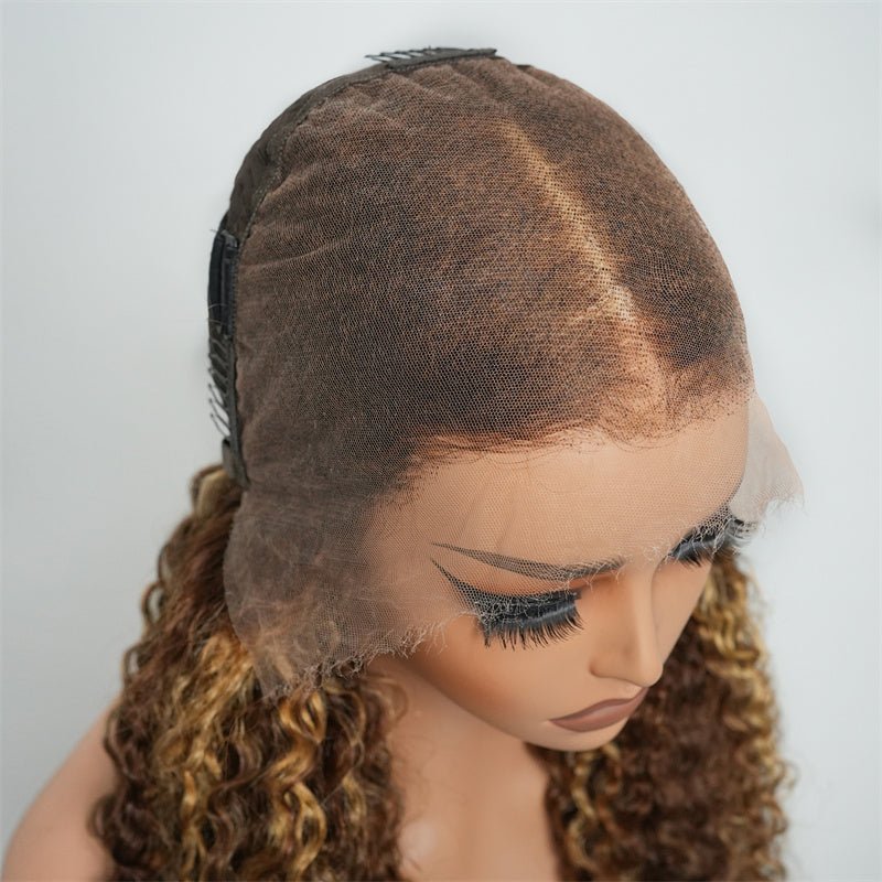 VIPbeauty P4/27 Highlight Burmese Curly Lace Front Wigs 13x4 13x6 HD Transparent Human Hair Wigs
