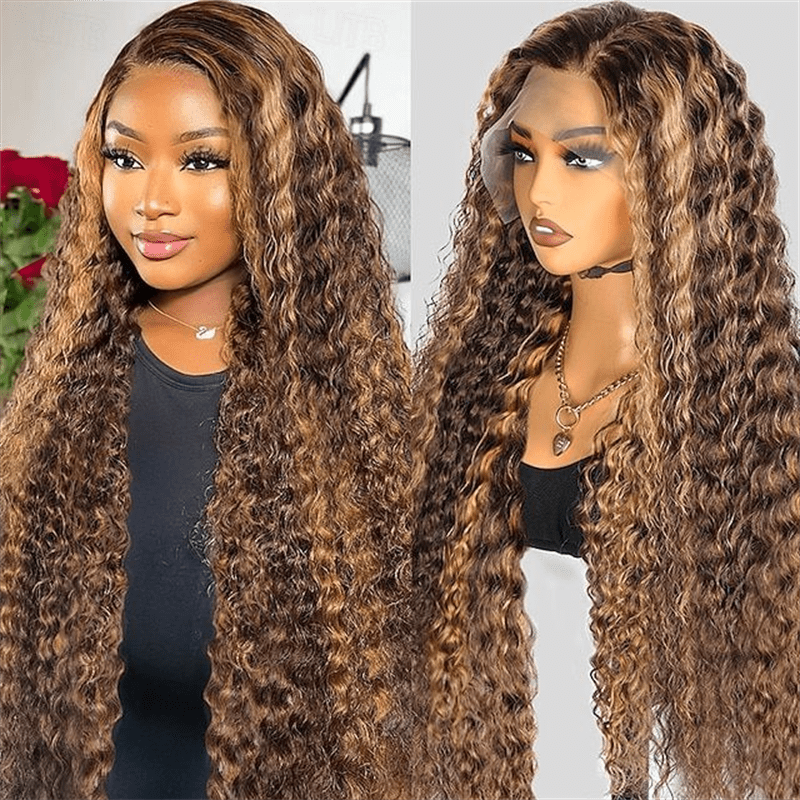 VIPbeauty P4/27 Highlight Burmese Curly Lace Front Wigs 13x4 13x6 HD Transparent Human Hair Wigs