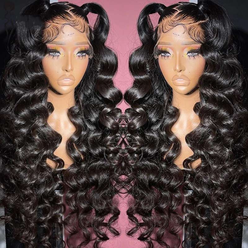 VIPbeauty Loose Deep Wave Transparent Lace 13x4 Lace Frontal Wig Human Hair for Women