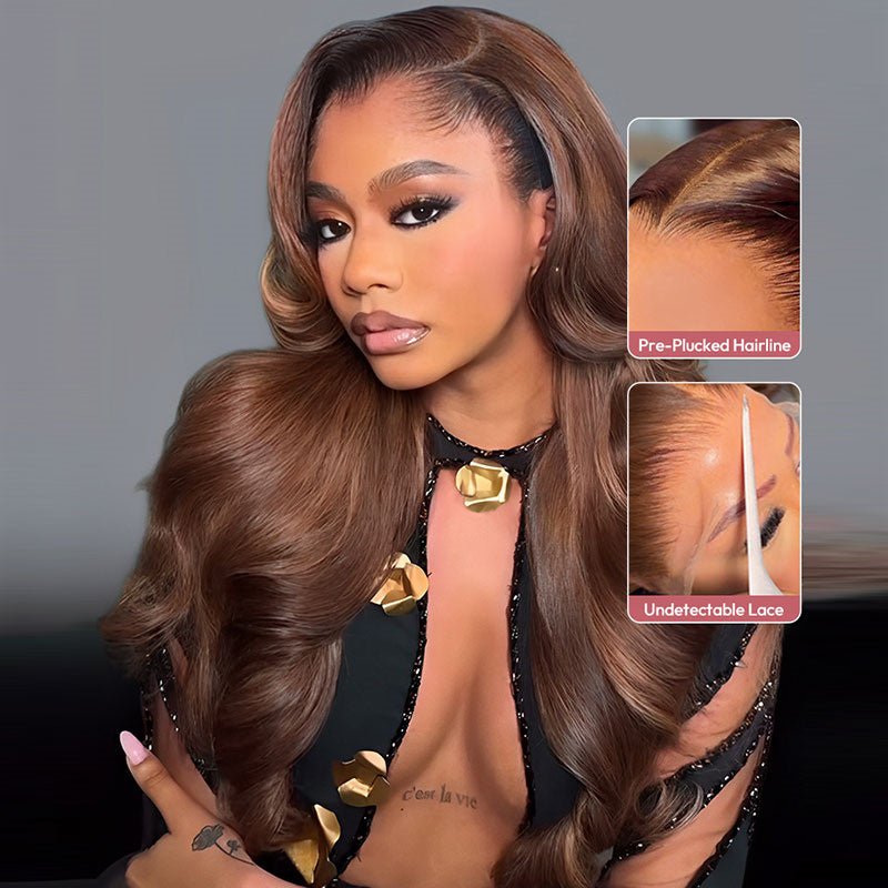 VIPbeauty Lagos M-Hairline #4 Dark Brown Body Wave 13x6 13x4 Lace Front Wigs Human Hair