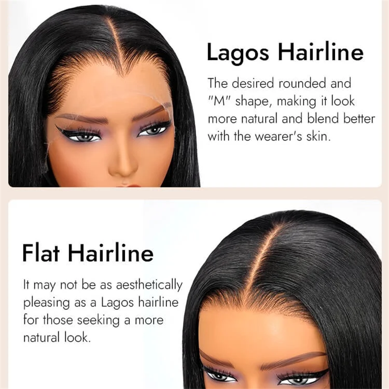 VIPbeauty Lagos M-Shaped Hairline Straight Hair Lace Frontal Wigs Human Hair