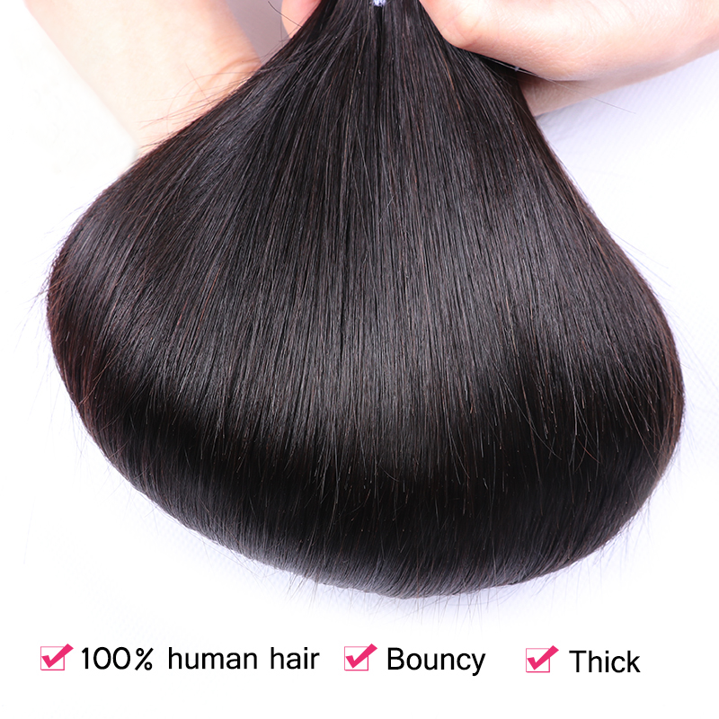 VIPbeauty Straight Human Hair Bundles With 5x5 Lace Closure