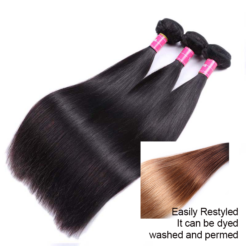 VIPbeauty Straight Human Hair Bundles With 13x6 Lace Frontal Virgin Hair Extensions