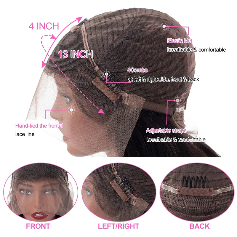 VIPbeauty 13x4 Transparent Body Wave Lace Front Wigs Human Hair for Women Pre Plucked