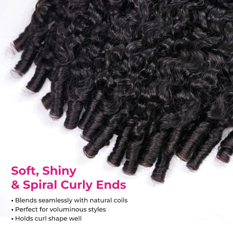 VIPbeauty Coily Curly Half Wig Burmese Curly Glueless Flexi-Fit Drawstring Human Hair Wigs
