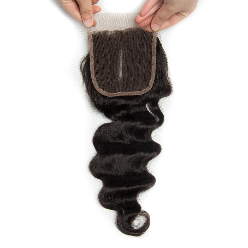 Brazilian Loose Wave Virgin Hair 3 Bundles With 4x4 Lace Closure 100% Human Hair