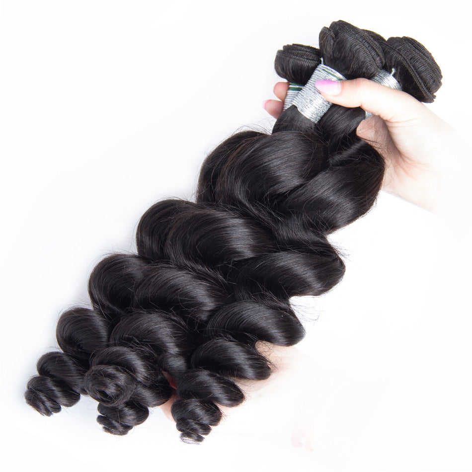 Peruvian Loose Wave 3 Bundles Unprocessed Virgin Human Hair Extensions