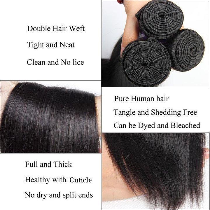 Malaysian Virgin Remy Straight Human Hair 3 Bundles Unprocessed Hair Weft