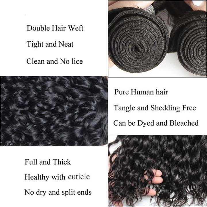 Indian Hair Virgin Remy Human Hair Water Wave Weave 3 Bundles