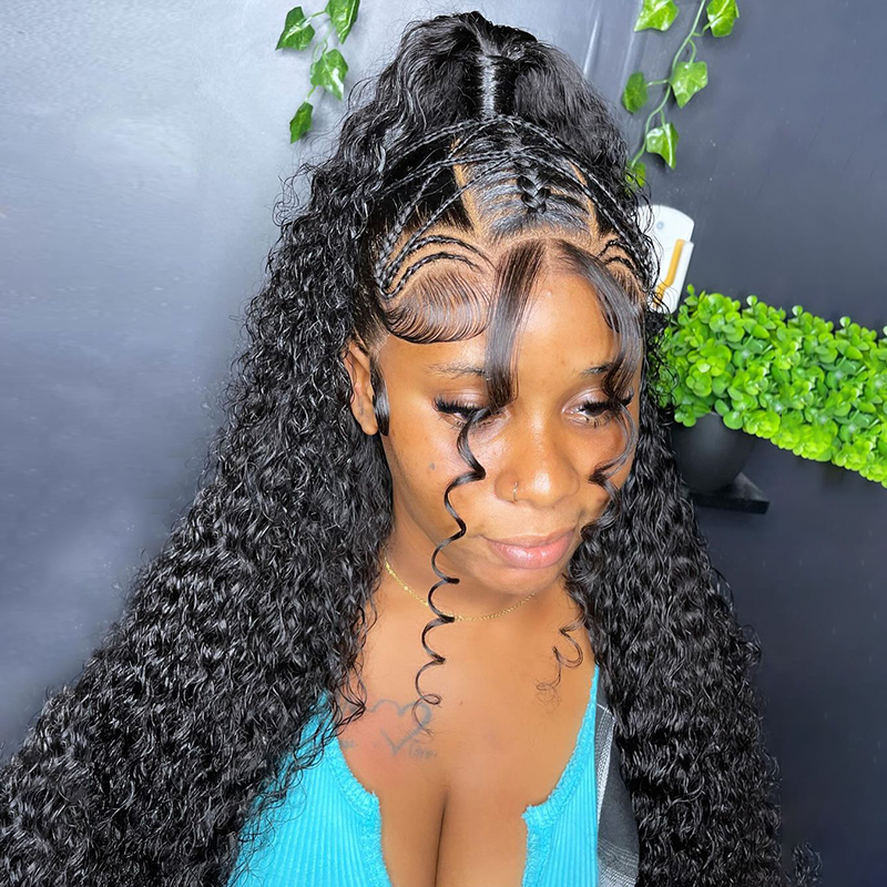 VIPbeauty Water Wave Bundles With 13x6 Lace Frontal Human Hair Extensions