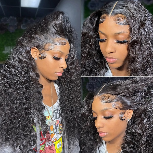 VIPbeauty 13x4 Frontal Lace Wig Water Wave Transparent Human Hair Wigs Natural Hairline