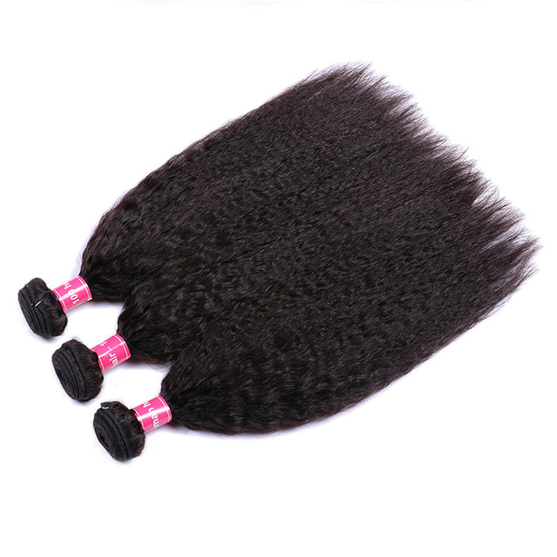 VIPbeauty Kinky Straight Human Hair Bundles With 5x5 Lace Closure
