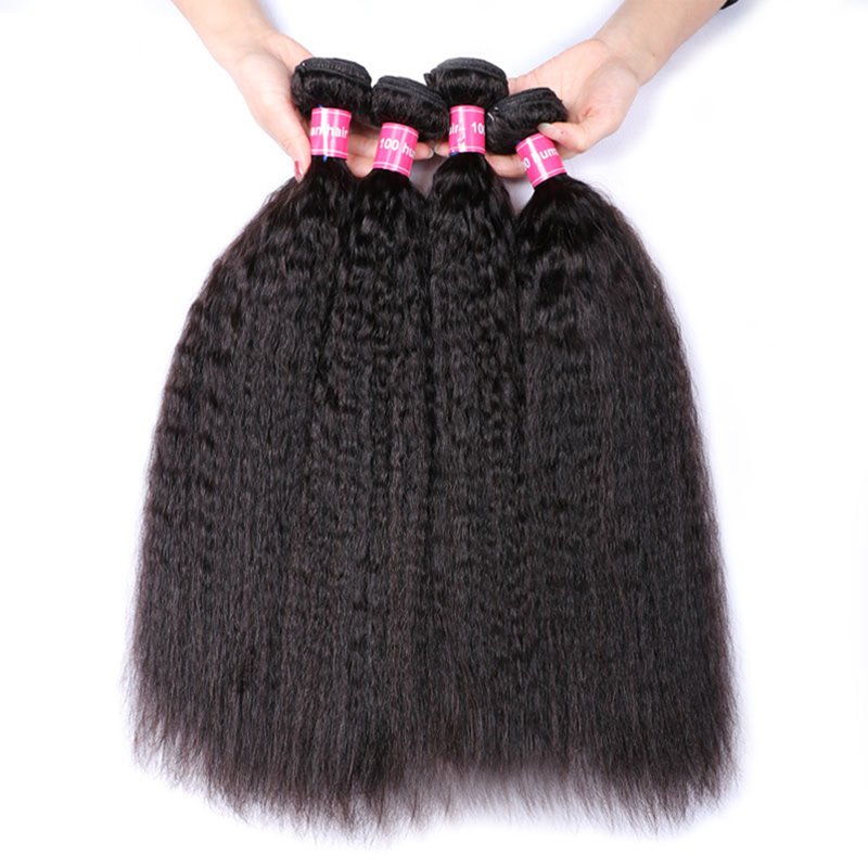 VIPbeauty Kinky Straight Human Hair Bundles With 5x5 Lace Closure